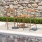 Set of 4 Light Brown Rattan Bar Stools 29" Outdoor High Chairs with Backrest Metal Frame Footrest Support